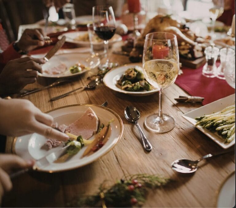a table with a delicious holiday meal