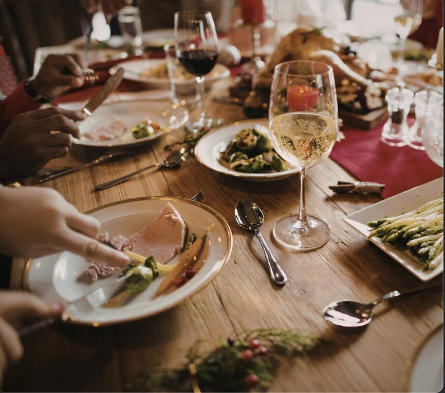 a table with a delicious holiday meal